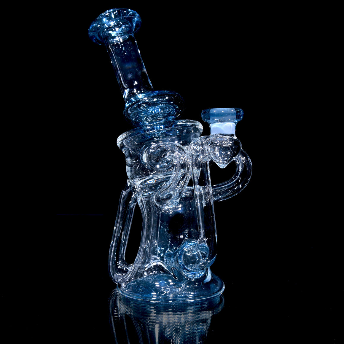 V2 Double Uptake/Drain Floating Recycler - Blue Stardust - 10mm Female
