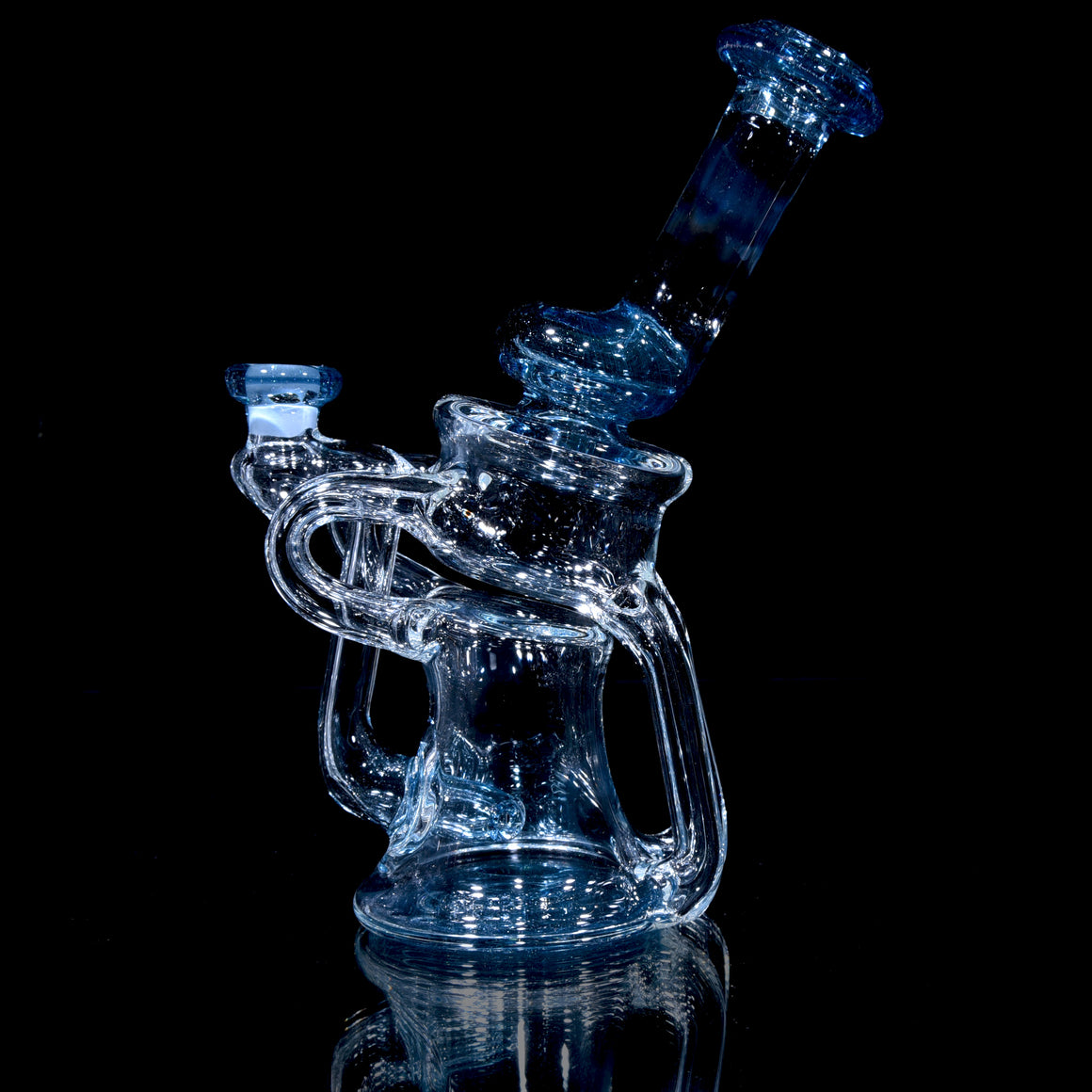 V2 Double Uptake/Drain Floating Recycler - Blue Stardust - 10mm Female