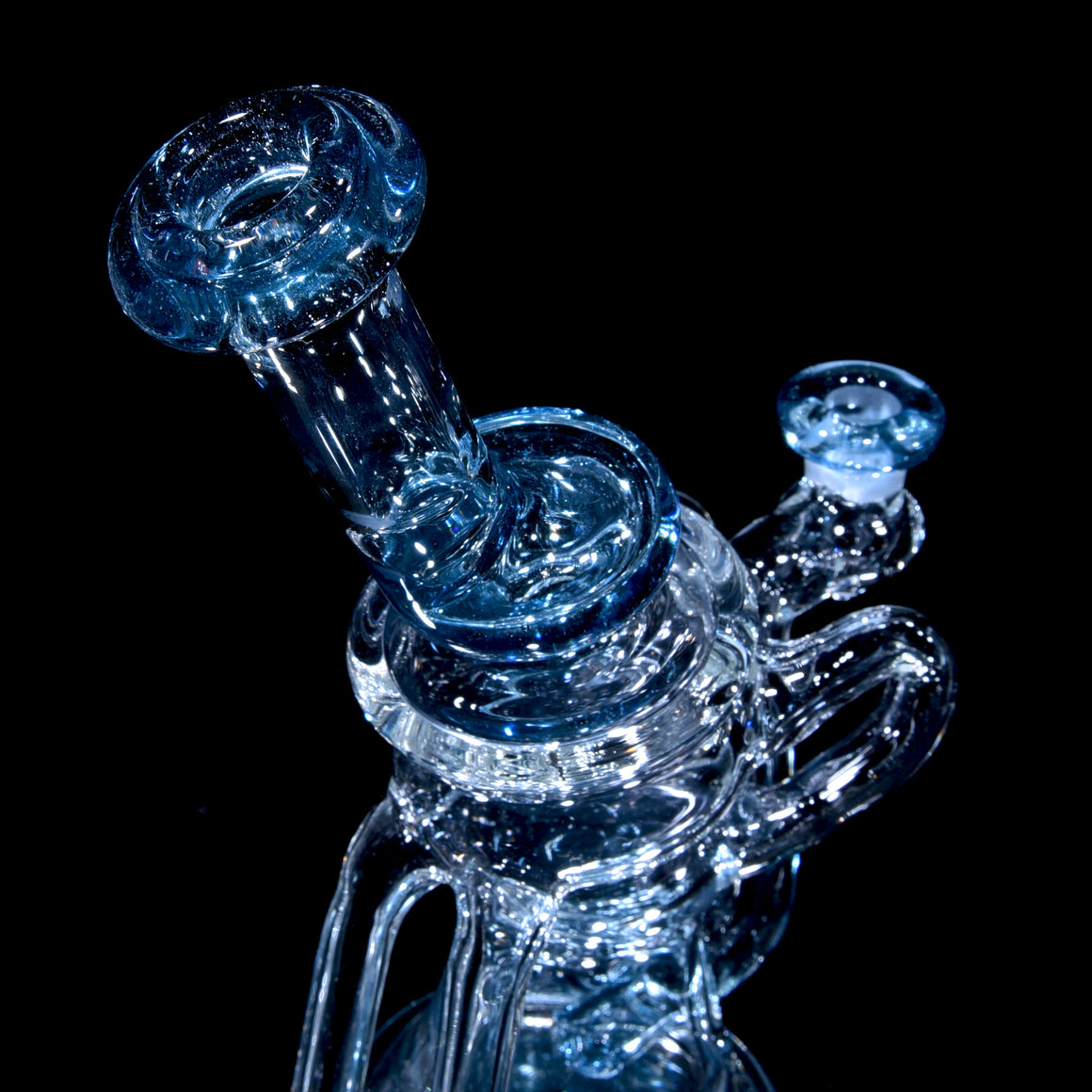 V2 Double Uptake/Drain Floating Recycler - Blue Stardust - 10mm Female