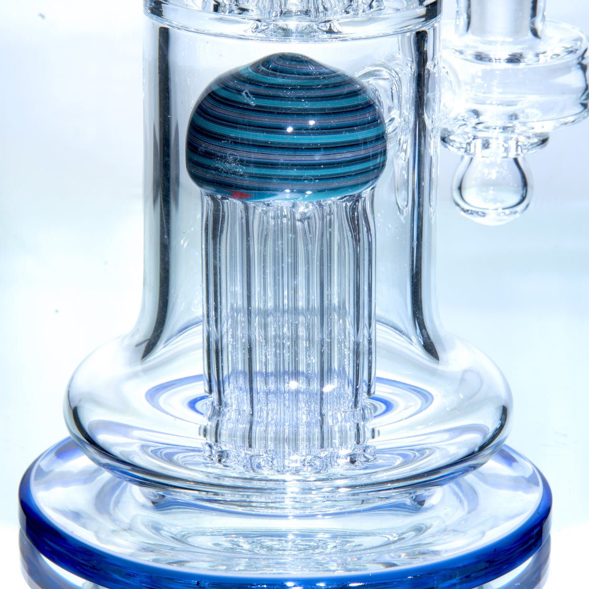 10-arm Double Tree Shrub Tube w/ 4-hole Slide - Cobalt/Aqua Swirl - 14mm Female