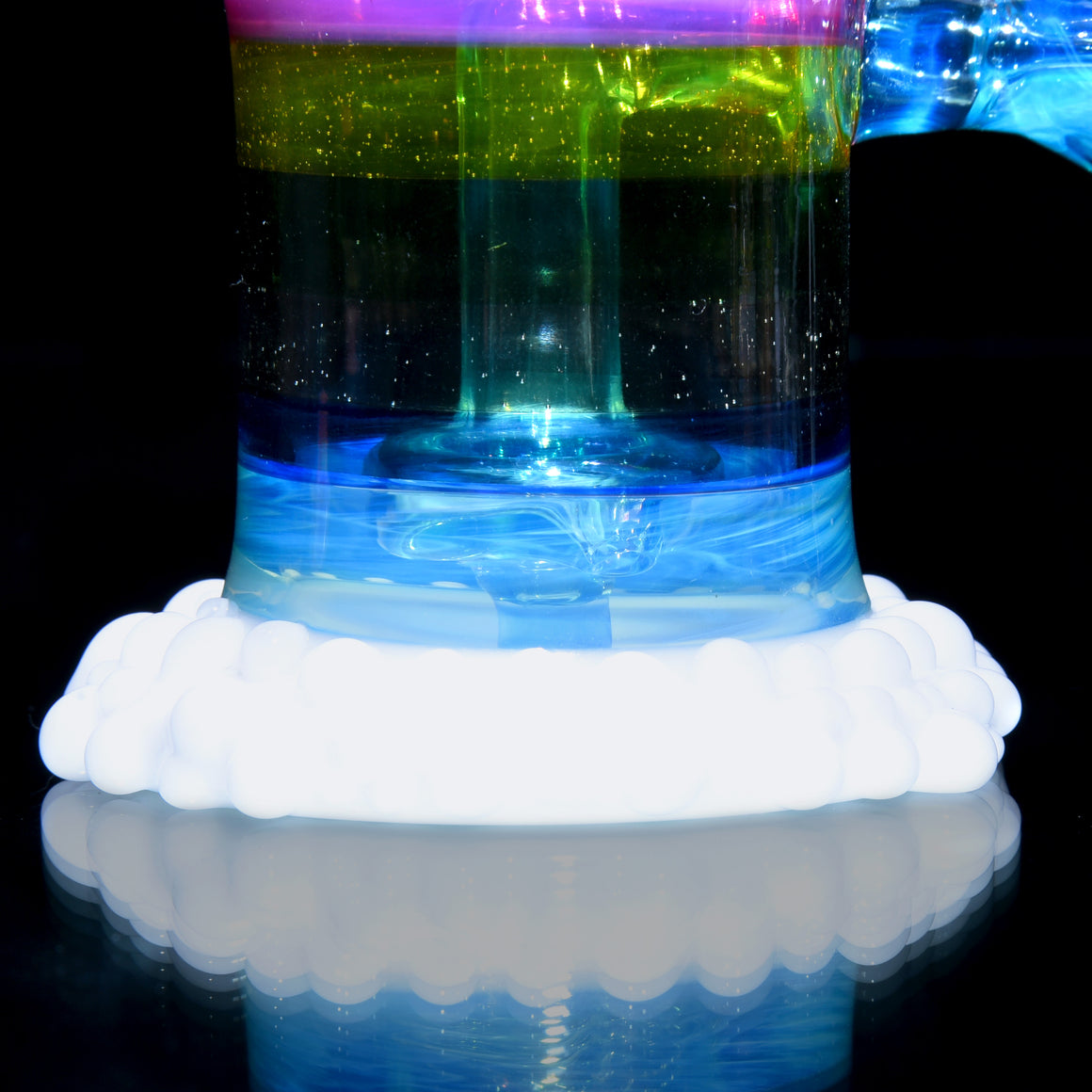 Rainbow & Clouds Meta-Terrania Banger Hanger w/ Sculpted Toucan and Faceted Crushed Opal Cap - 10mm Female