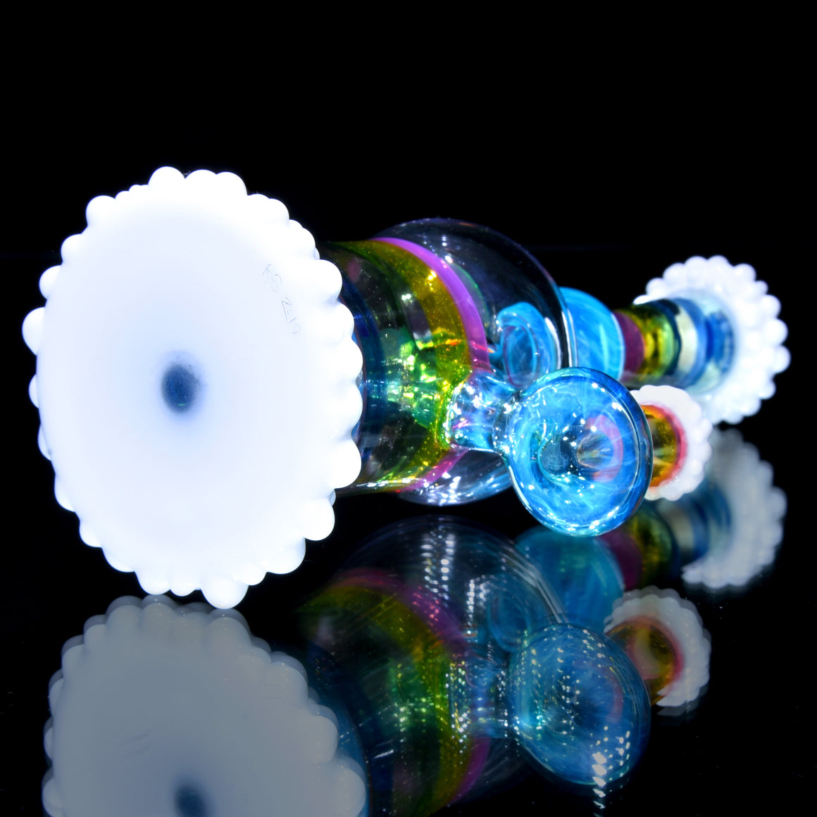 Rainbow & Clouds Meta-Terrania Banger Hanger w/ Sculpted Toucan and Faceted Crushed Opal Cap - 10mm Female