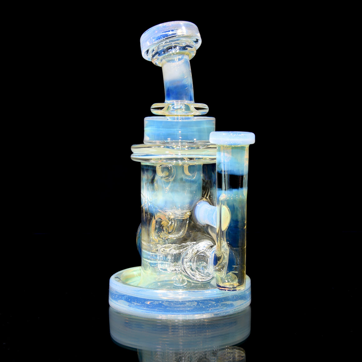 Fumed & Carved Mini Klein Recycler - Secret White - 10mm Female