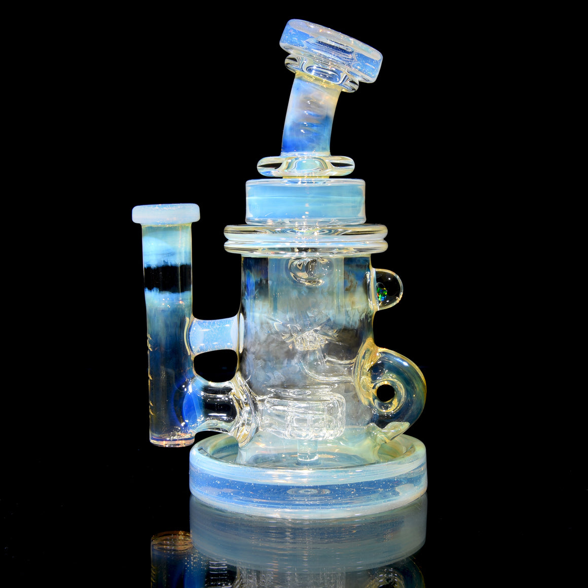 Fumed & Carved Mini Klein Recycler - Secret White - 10mm Female
