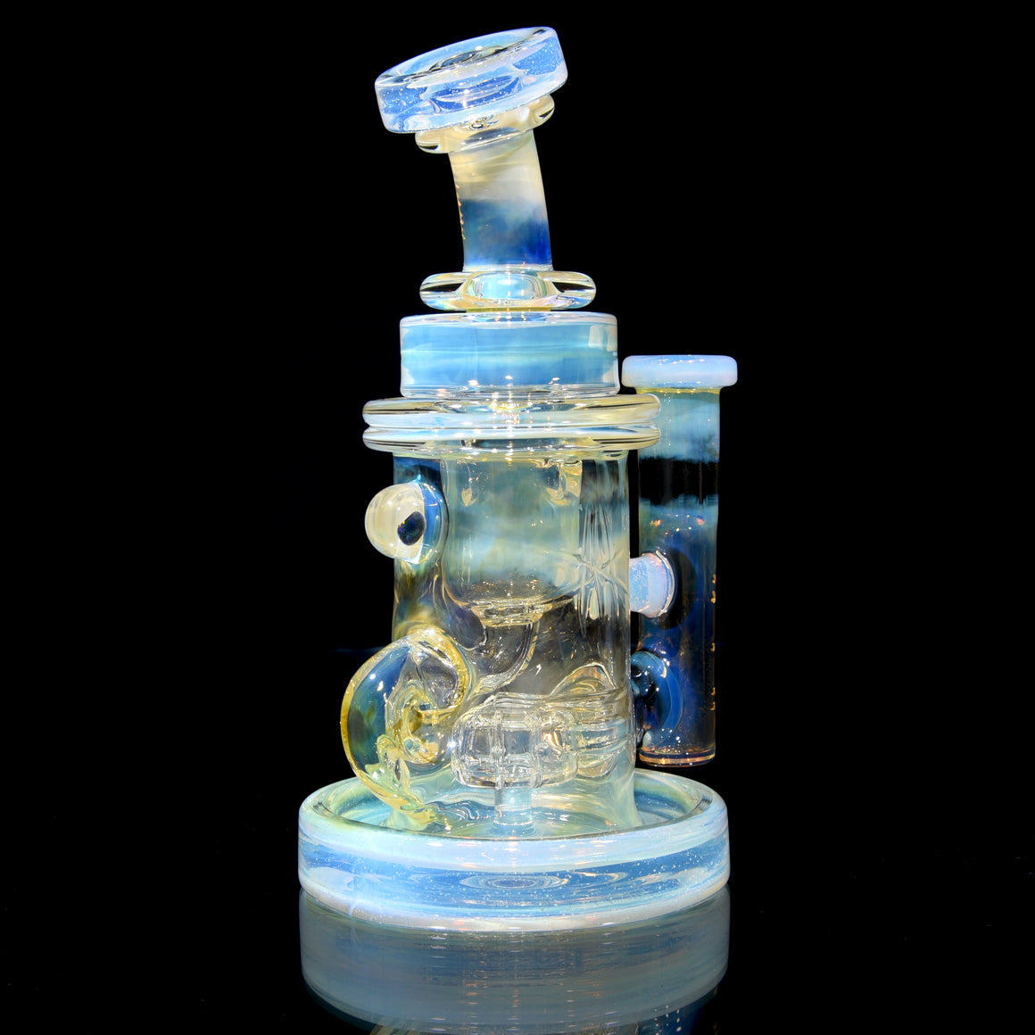 Fumed & Carved Mini Klein Recycler - Secret White - 10mm Female