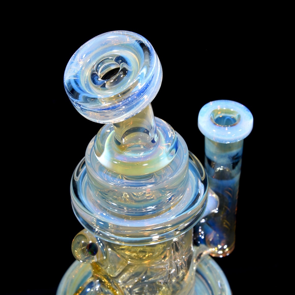 Fumed & Carved Mini Klein Recycler - Secret White - 10mm Female