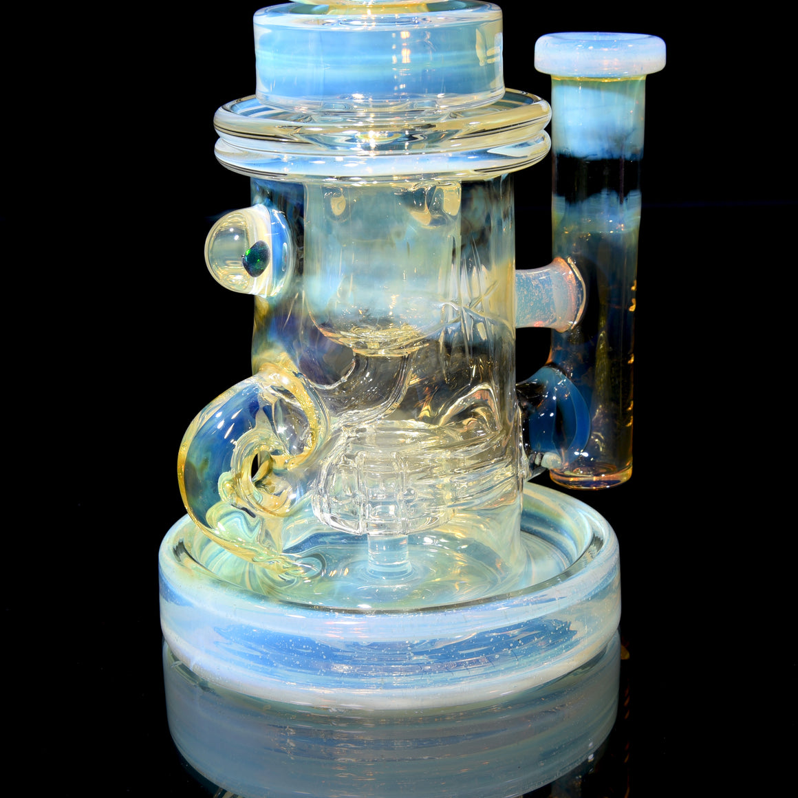 Fumed & Carved Mini Klein Recycler - Secret White - 10mm Female