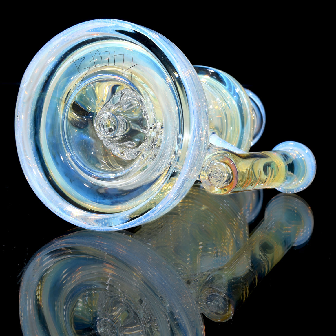Fumed & Carved Mini Klein Recycler - Secret White - 10mm Female