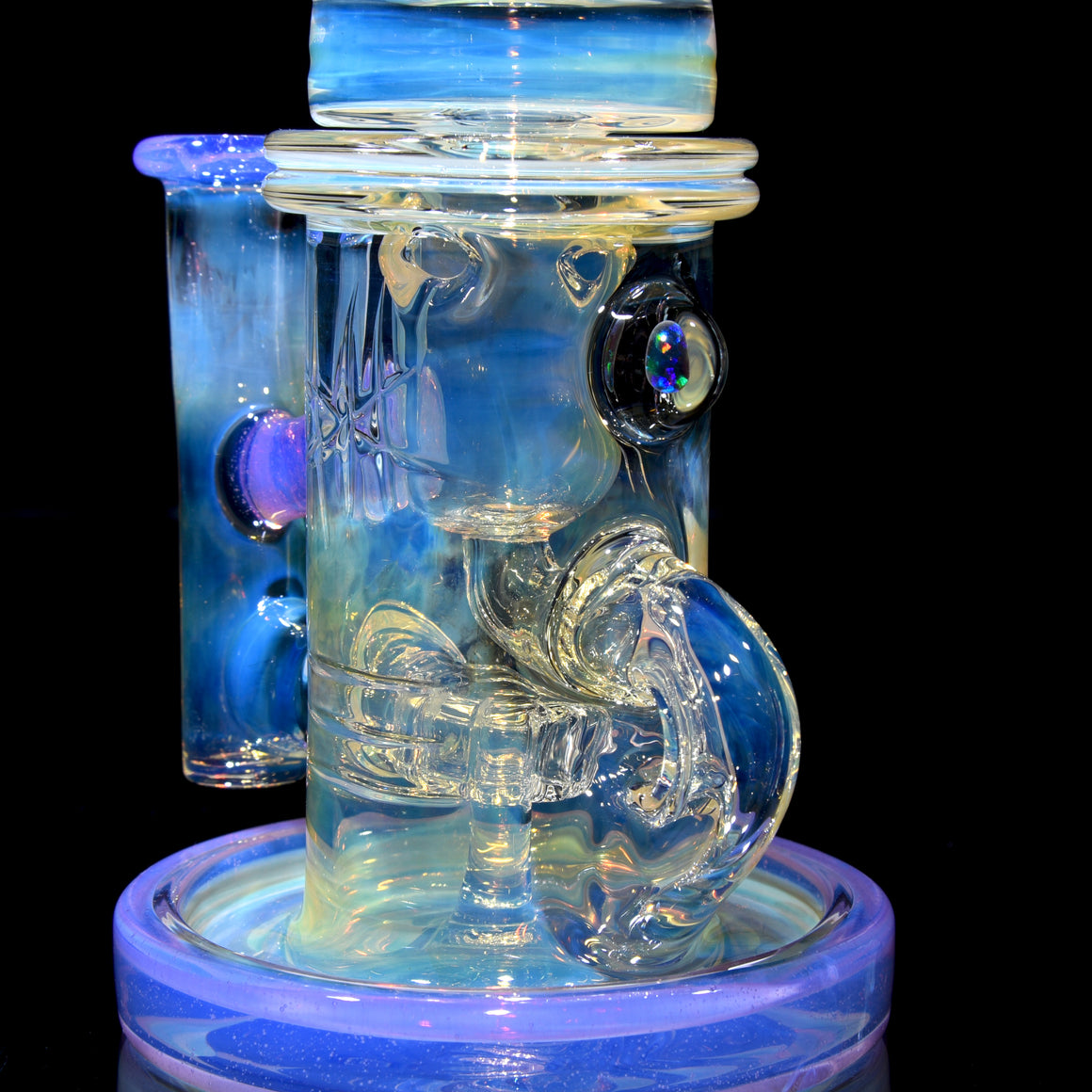 Fumed & Carved Mini Klein Recycler - Pink Slyme - 10mm Female