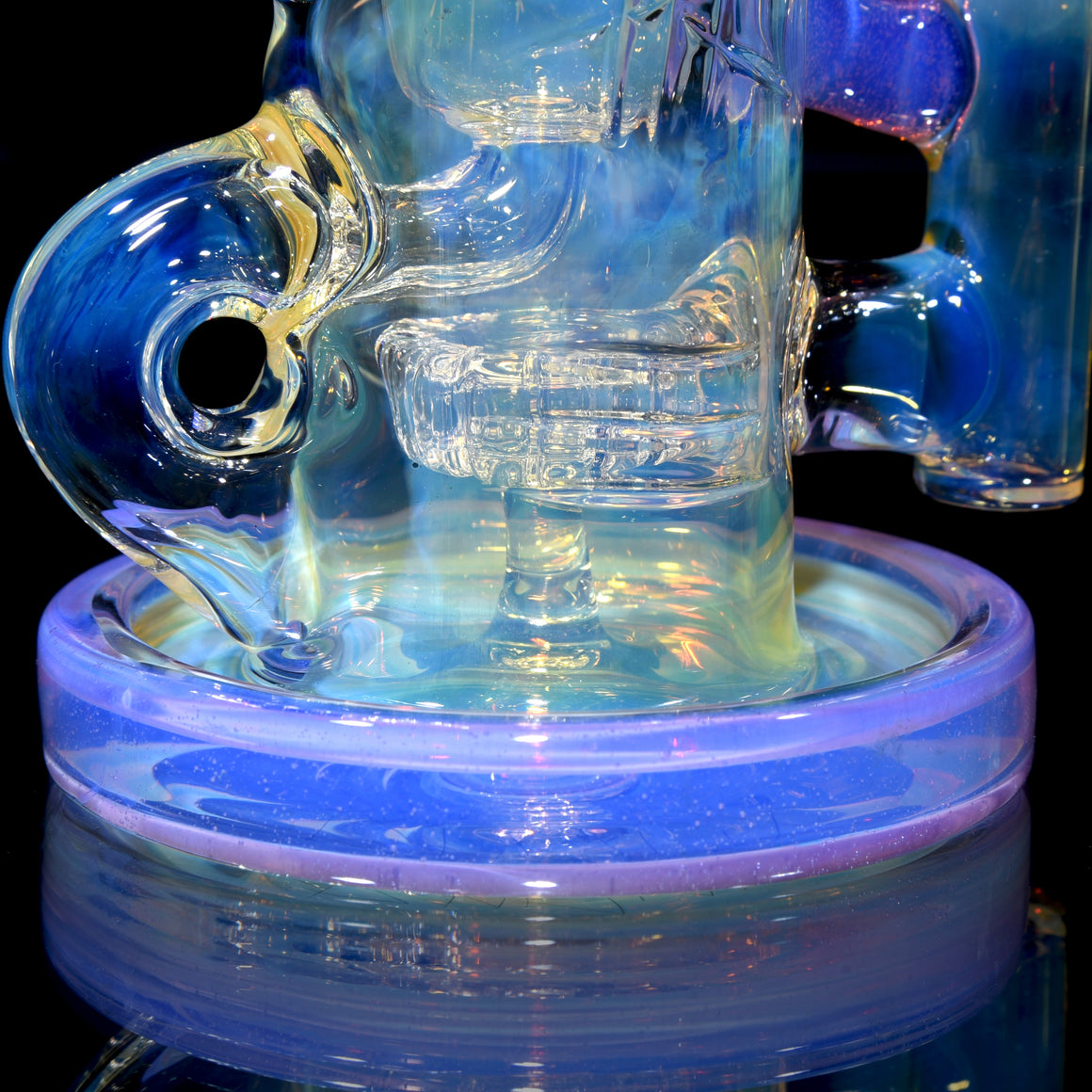 Fumed & Carved Mini Klein Recycler - Pink Slyme - 10mm Female