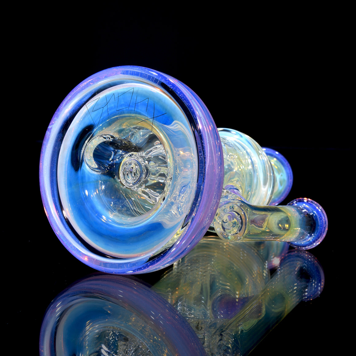 Fumed & Carved Mini Klein Recycler - Pink Slyme - 10mm Female