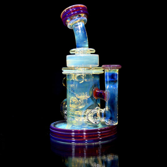 Fumed & Carved Mini Klein Recycler - Amber Purple - 10mm Female