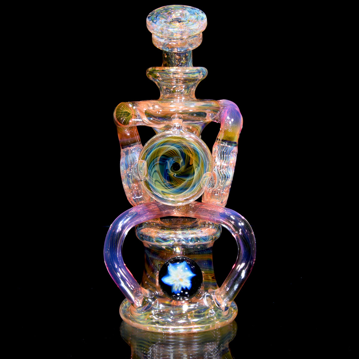 Fully-fumed Double Donut Uptake Klein Recycler - Fumicello & Bubble-trap - 10mm Female