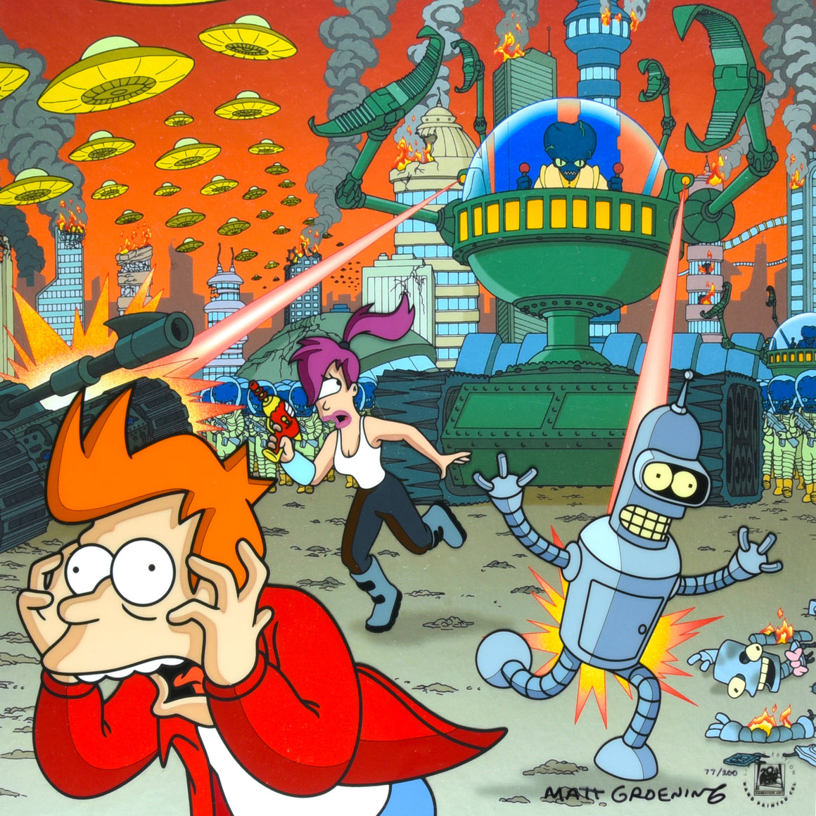 Futurama - "Morbo Attacks!" - Signed Artist Proof Limited Edition Cel w/ Printed Giclee Background