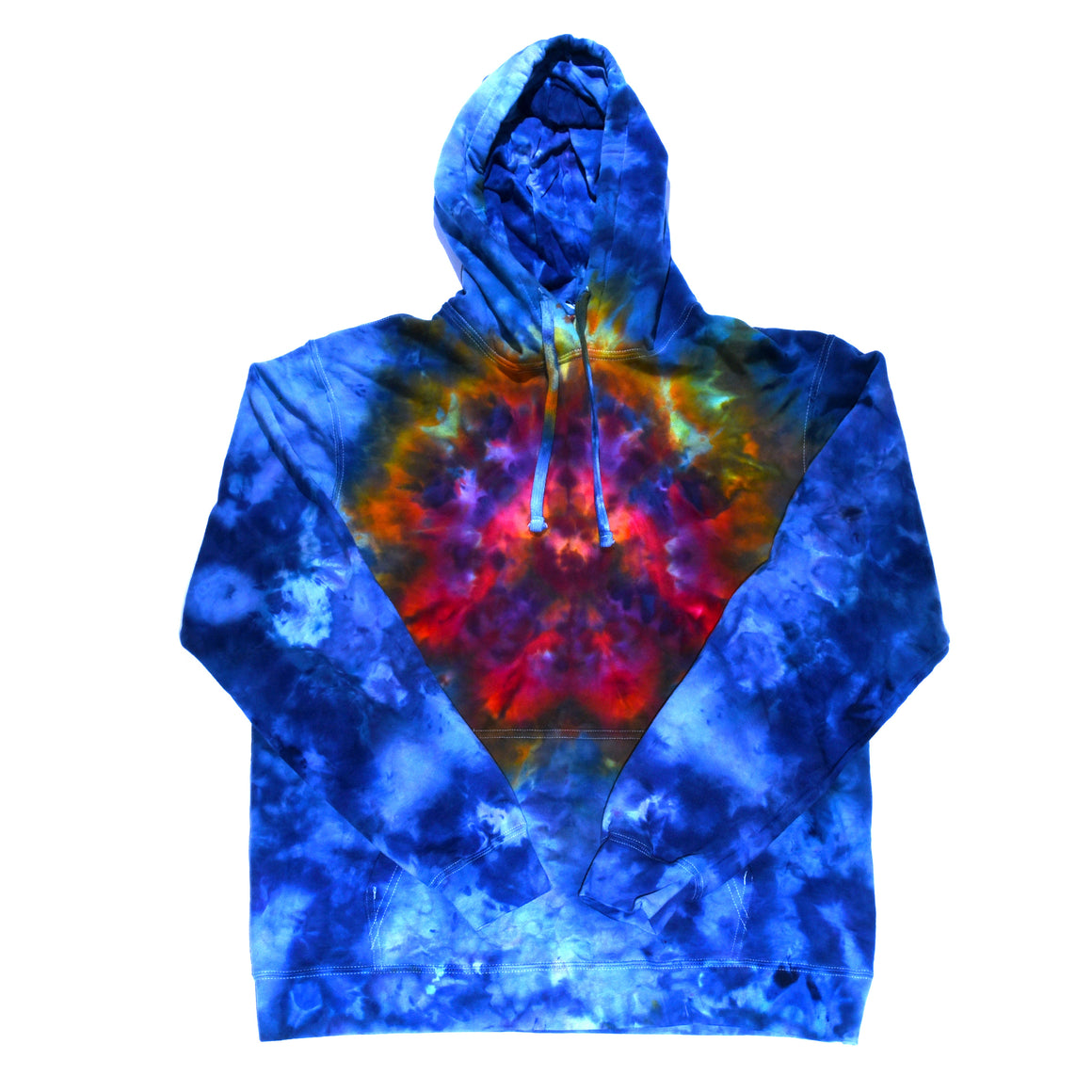 Large Tie Dye Sweatshirt - Blue w/ Psychedelic Flower