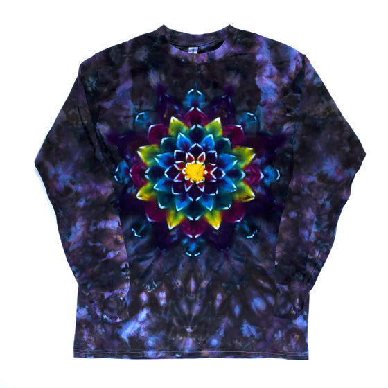 Medium Tie Dye Long Sleeve Shirt - Charcoal w/ Rainbow Mandala
