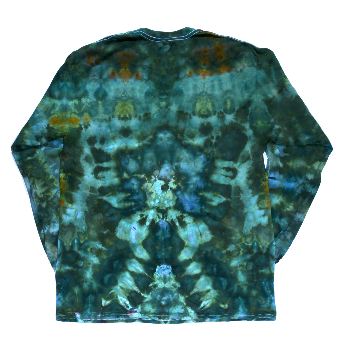 Large Tie Dye Long Sleeve Shirt - Green w/ Psychedelic Flower
