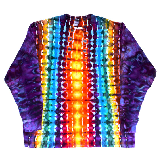 XXL Tie Dye Long Sleeve Shirt - Purple Rainbow Honeycomb Zipper
