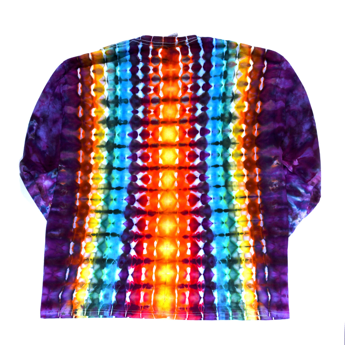 XXL Tie Dye Long Sleeve Shirt - Purple Rainbow Honeycomb Zipper
