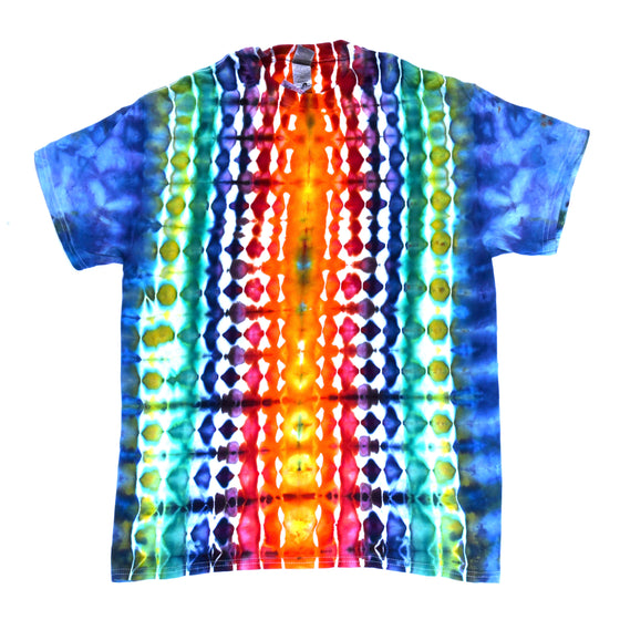 Medium Tie Dye T-Shirt - Blue Rainbow Honeycomb Zipper