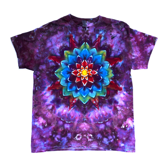 Large Tie Dye T-Shirt - Purple w/ Rainbow Mandala
