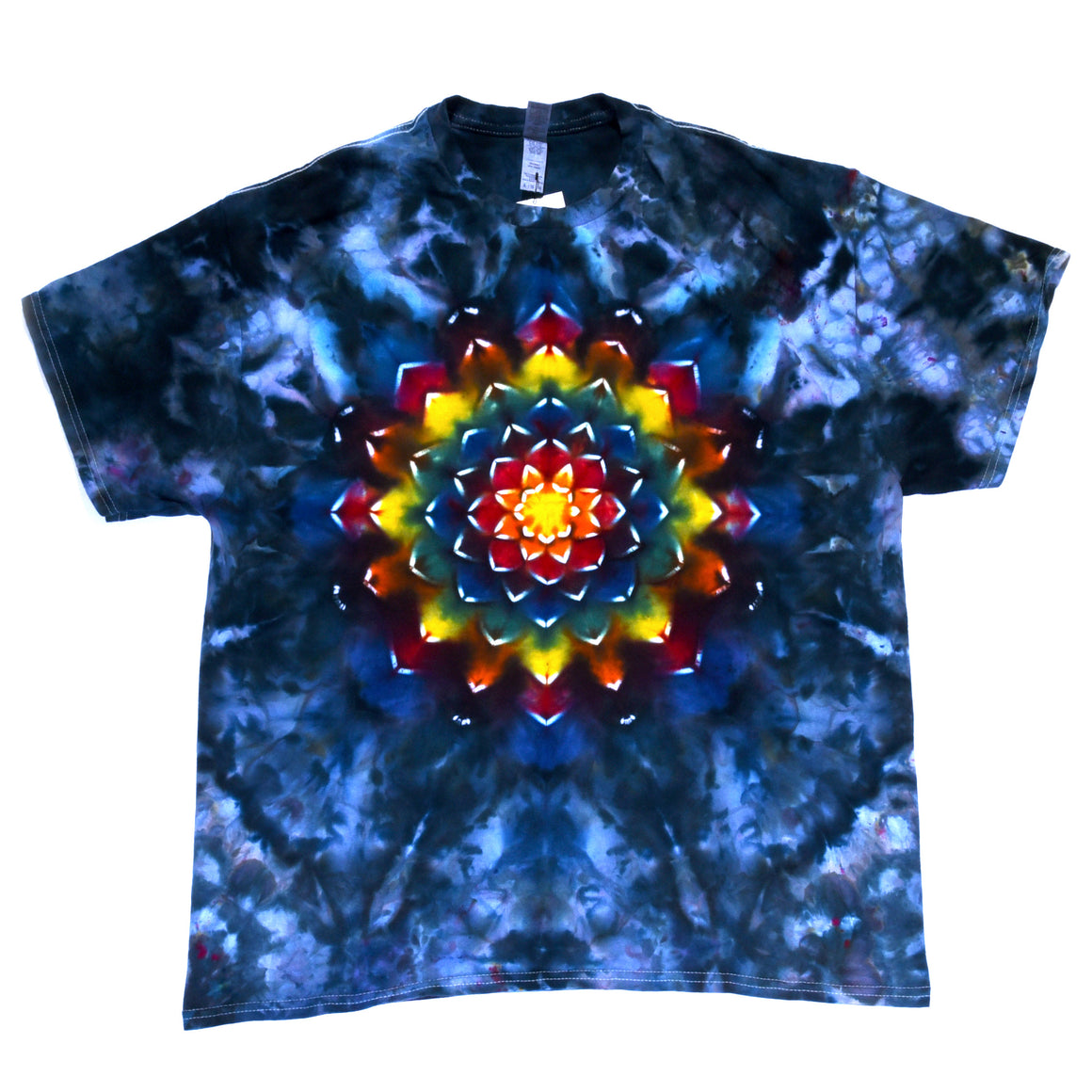 XL Tie Dye T-Shirt - Charcoal w/ Rainbow Mandala