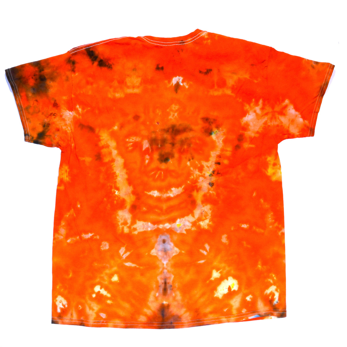 XL Tie Dye T-Shirt - Orange w/ Purple Psychedelic Flower