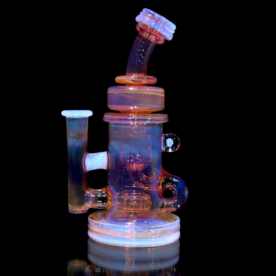 24K Gold Fumed & Carved Klein Recycler - Ghost - 14mm Female