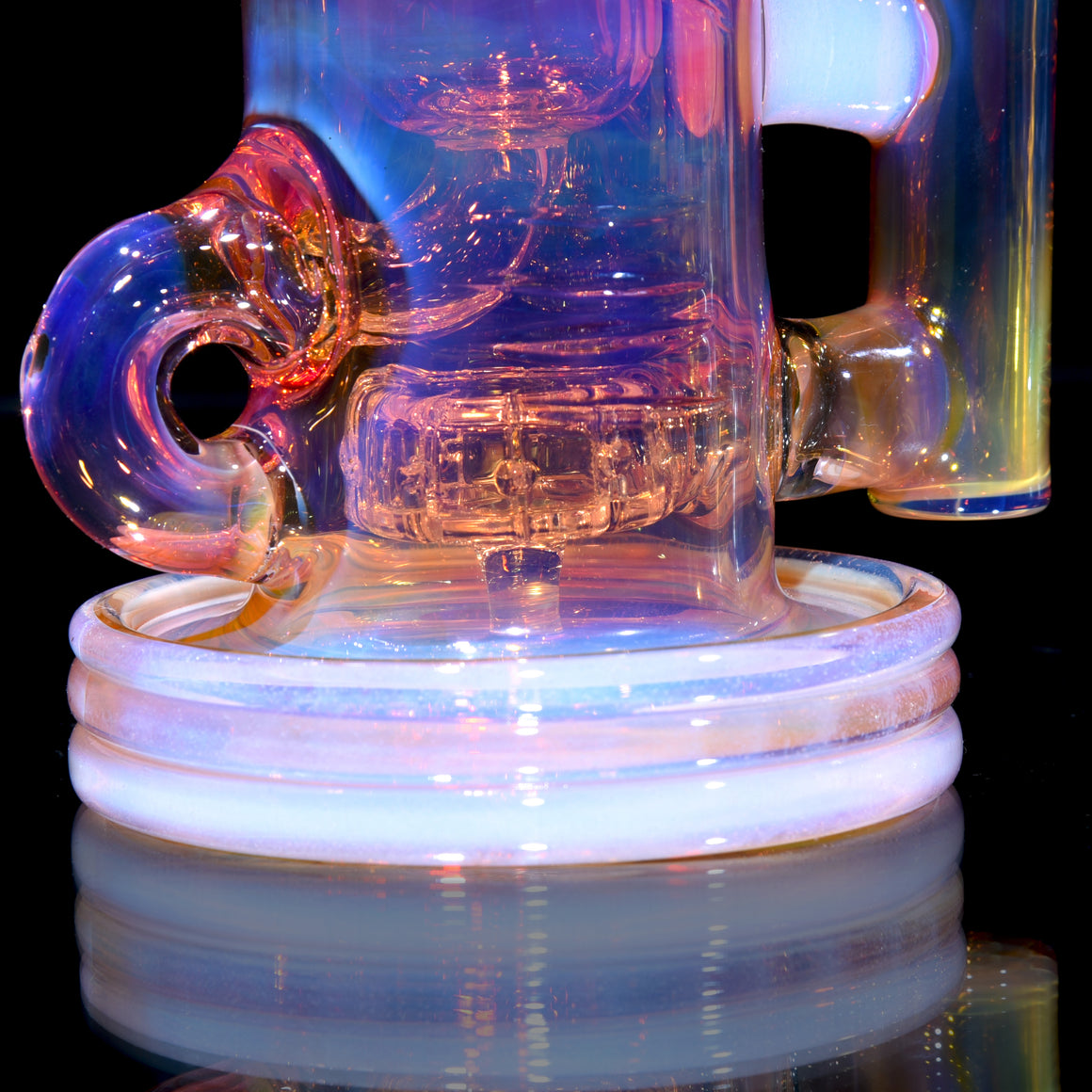 24K Gold Fumed & Carved Klein Recycler - Ghost - 14mm Female