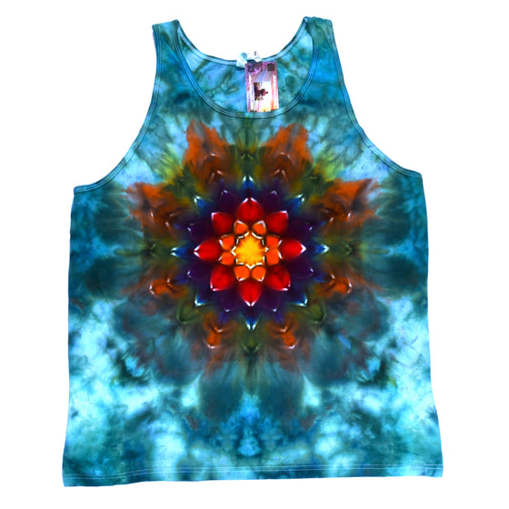 XL Tie Dye Tanktop - Green w/ Rainbow Mandala