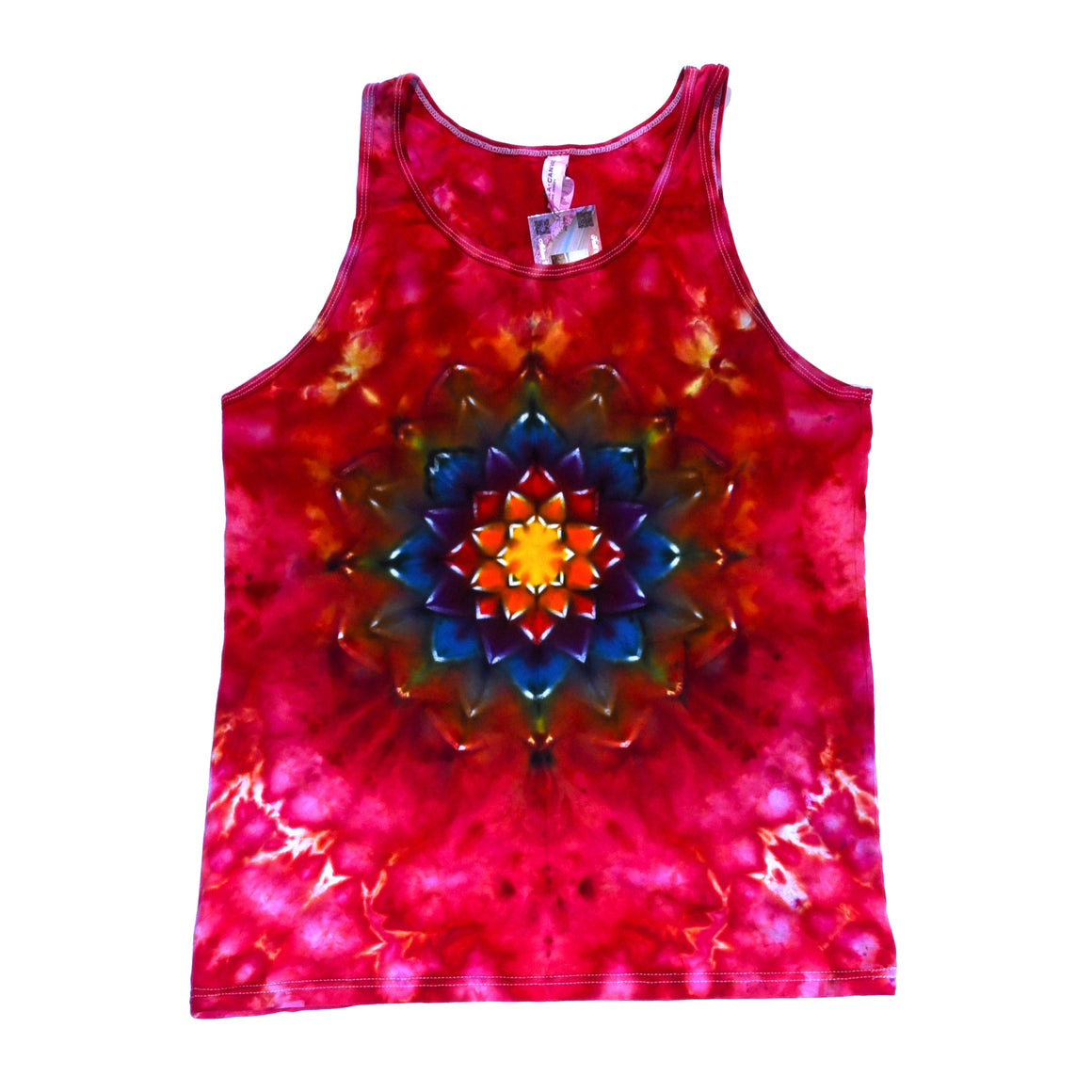 Medium Tie Dye Tanktop - Magenta w/ Rainbow Mandala