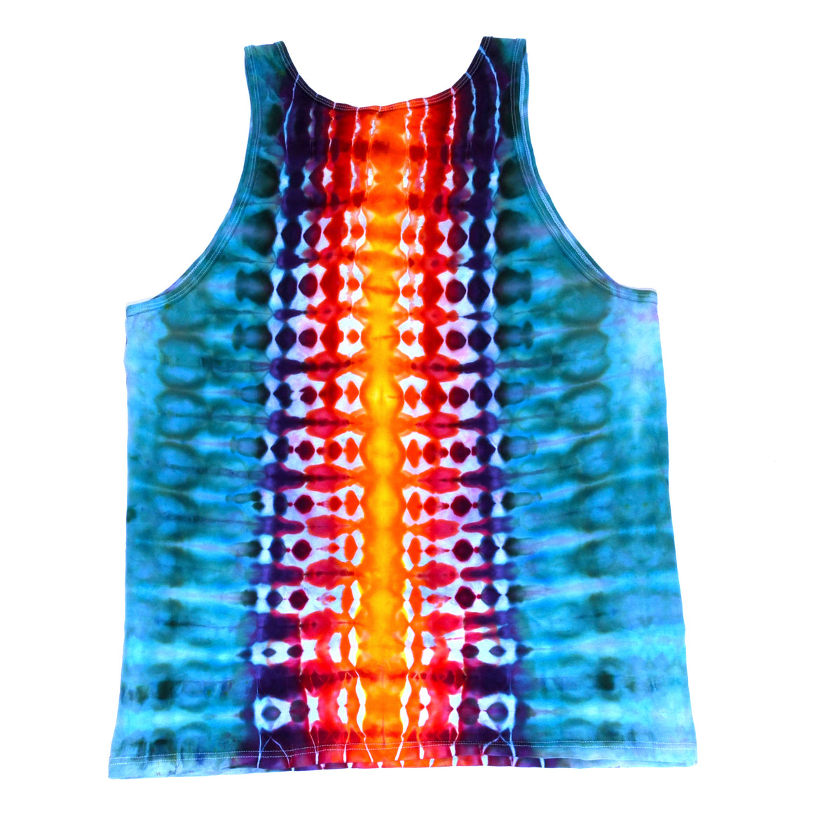 Large Tie Dye Tanktop - Green Rainbow Honeycomb Zipper