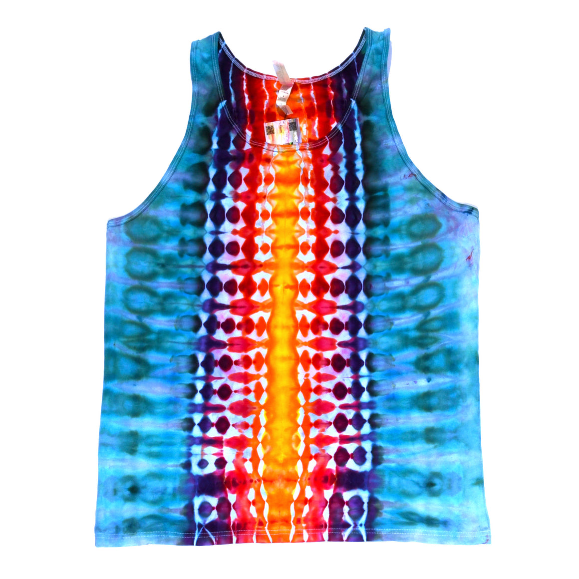 Large Tie Dye Tanktop - Green Rainbow Honeycomb Zipper