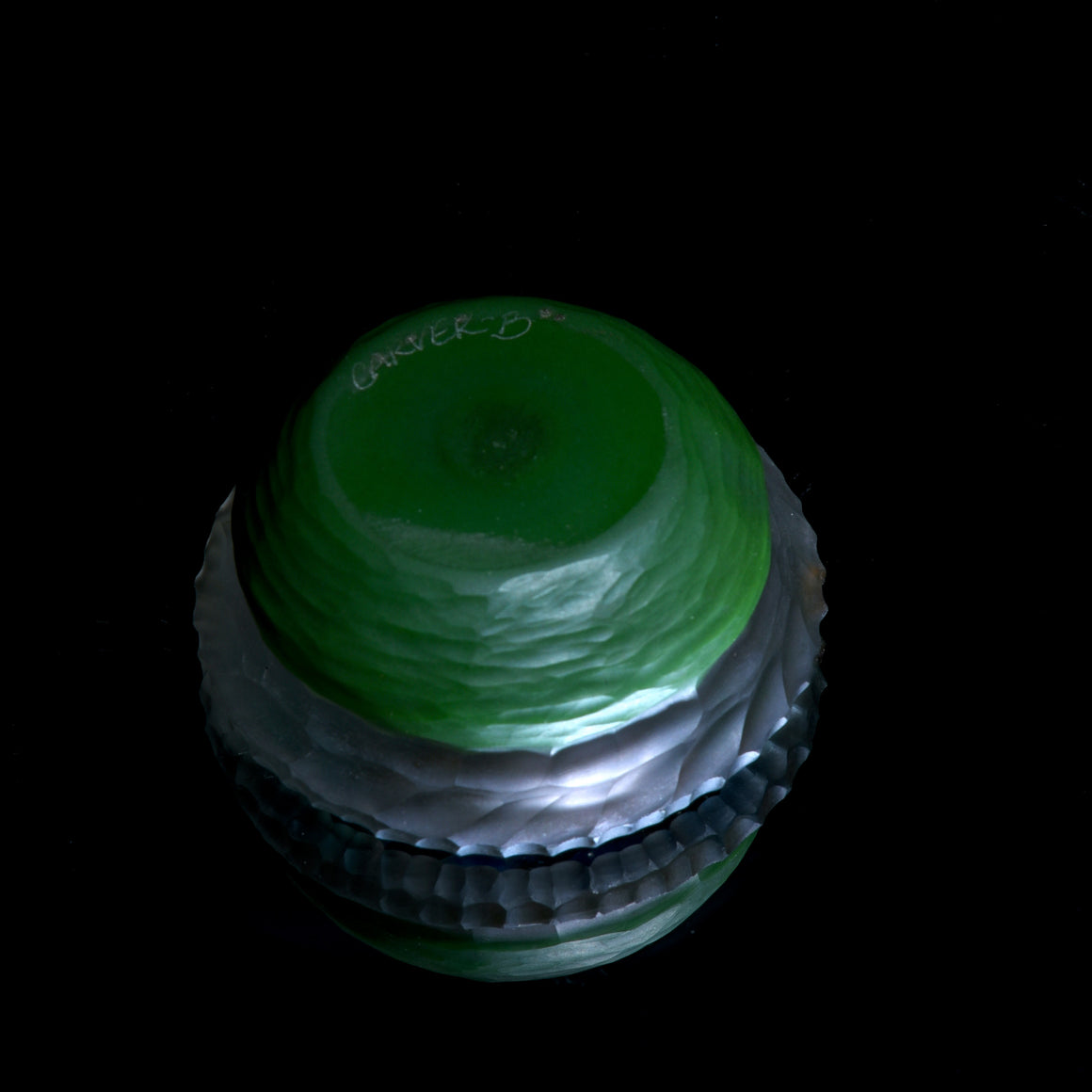 Green Battuto-carved Fume Implosion Dish