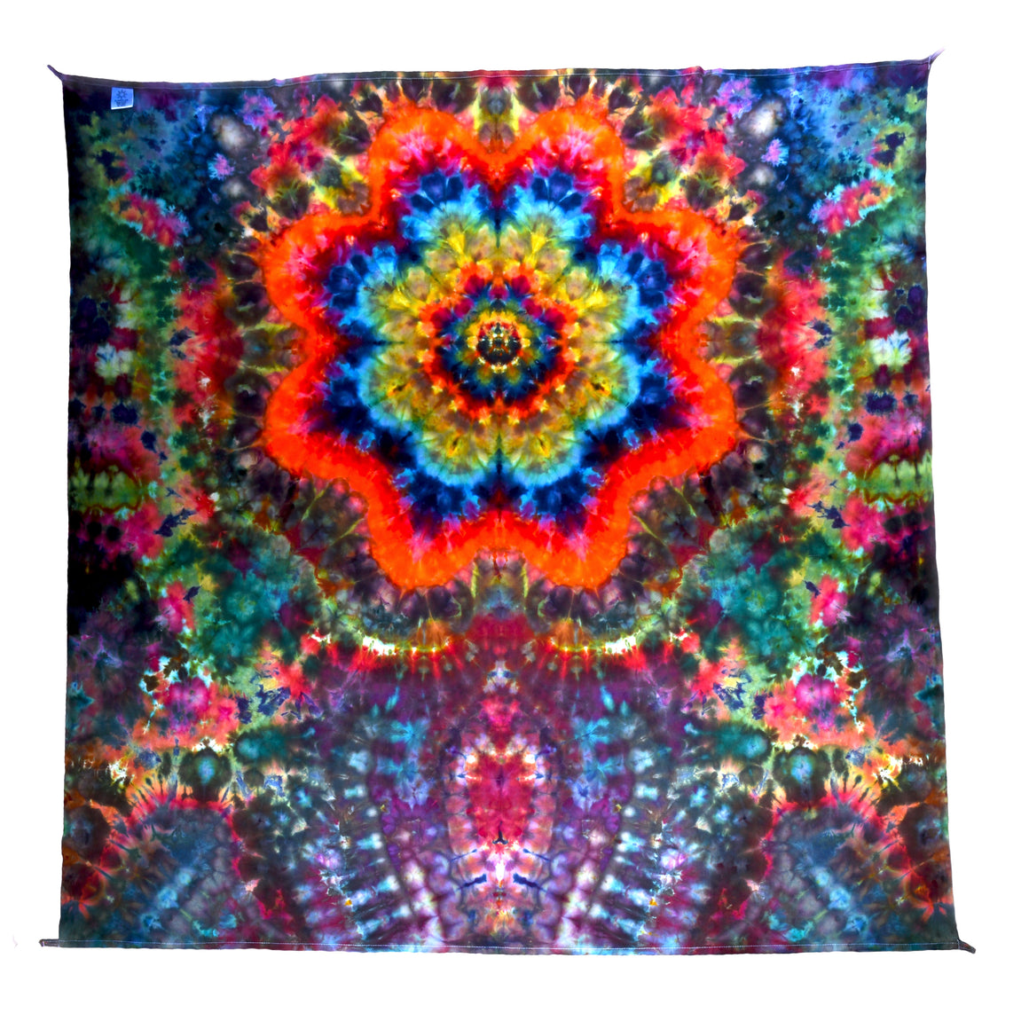 58" x 58" Tie Dye Tapestry - Psychedelic Rainbow Flower