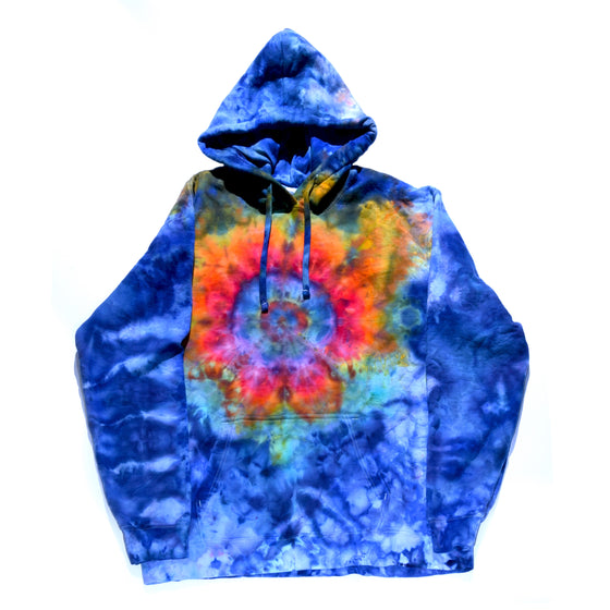 XL Tie Dye Sweatshirt - Blue w/ Psychedelic Flower