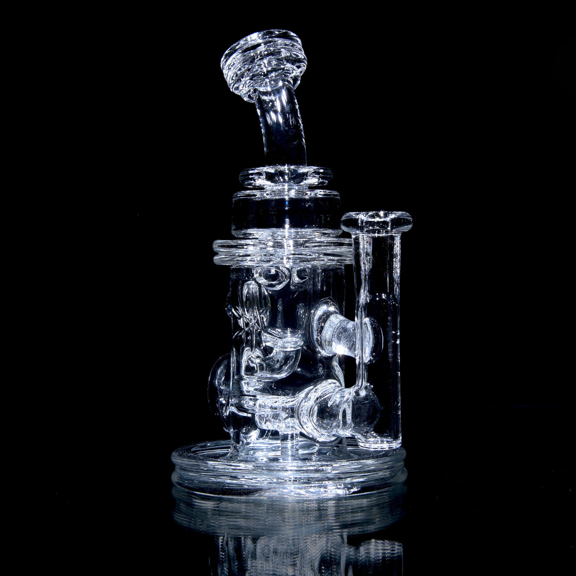 Double-Maria Crystalo Carved Mini Klein Recycler - Clear - 10mm Female