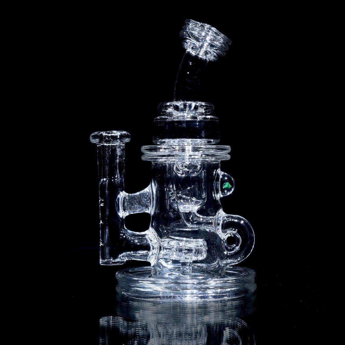 Double-Maria Crystalo Carved Mini Klein Recycler - Clear - 10mm Female