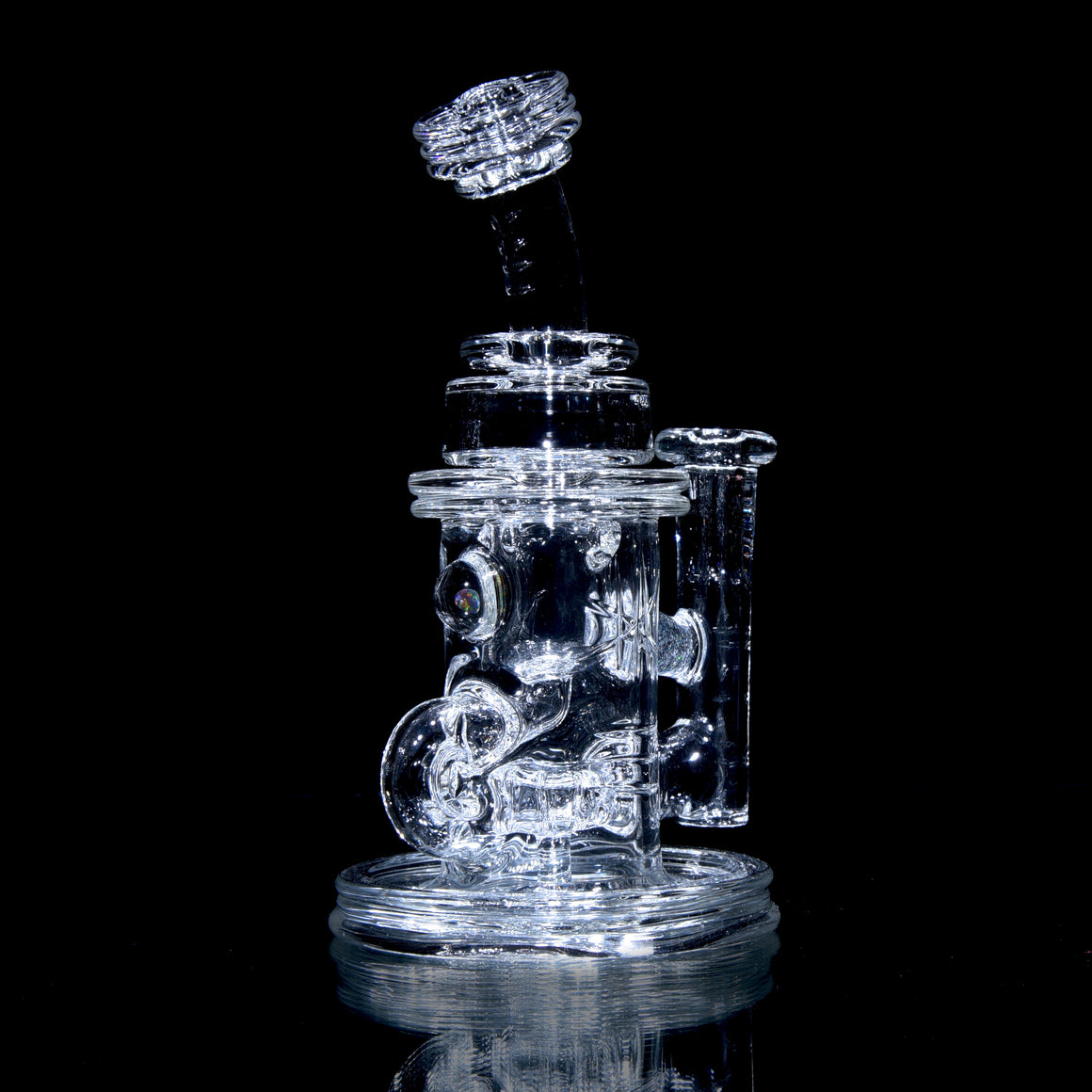 Double-Maria Crystalo Carved Mini Klein Recycler - Clear - 10mm Female