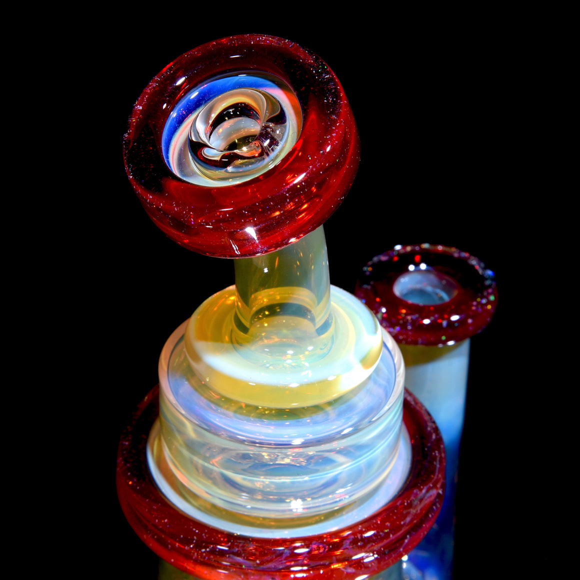 Fully-worked Klein Recycler - Crushed Opal over Pomegranate - 10mm Female