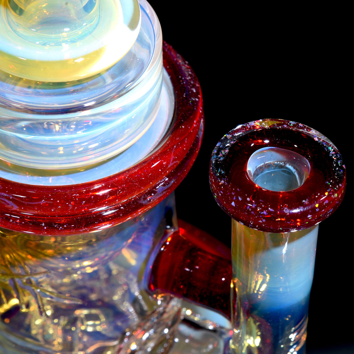 Fully-worked Klein Recycler - Crushed Opal over Pomegranate - 10mm Female