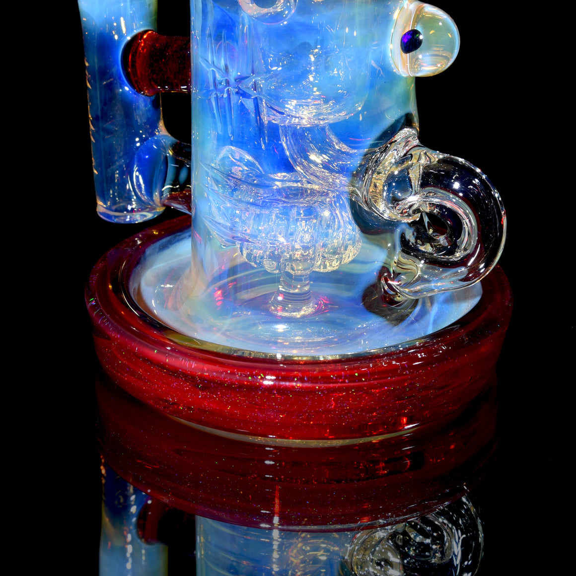 Fully-worked Klein Recycler - Crushed Opal over Pomegranate - 10mm Female