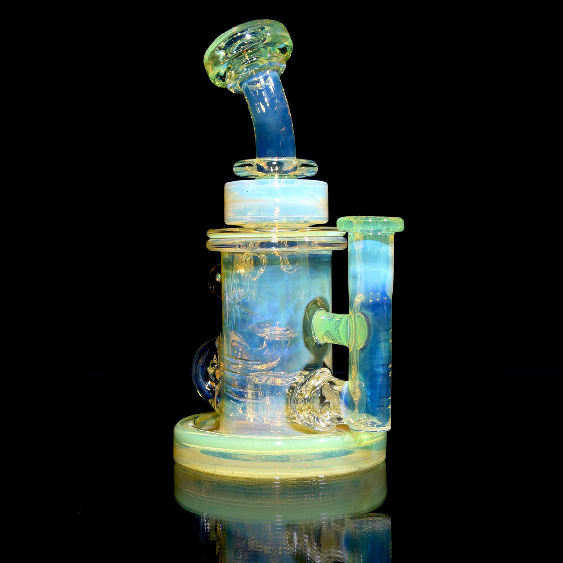 CFL Fumed & Carved Mini Klein Recycler - Sunset Slyme - 10mm Female