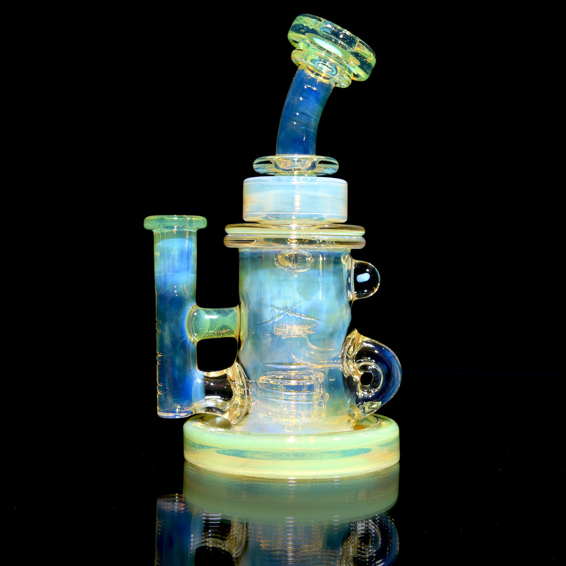 CFL Fumed & Carved Mini Klein Recycler - Sunset Slyme - 10mm Female