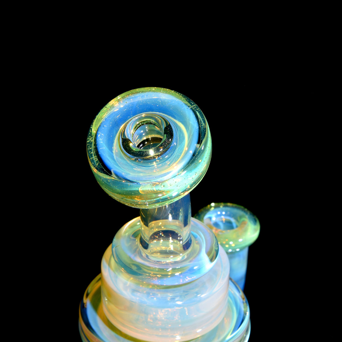 CFL Fumed & Carved Mini Klein Recycler - Sunset Slyme - 10mm Female
