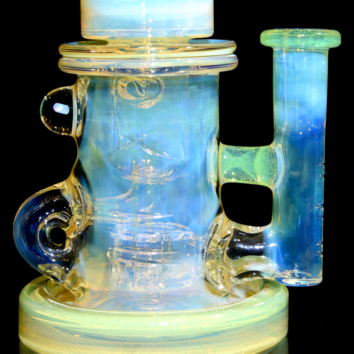 CFL Fumed & Carved Mini Klein Recycler - Sunset Slyme - 10mm Female