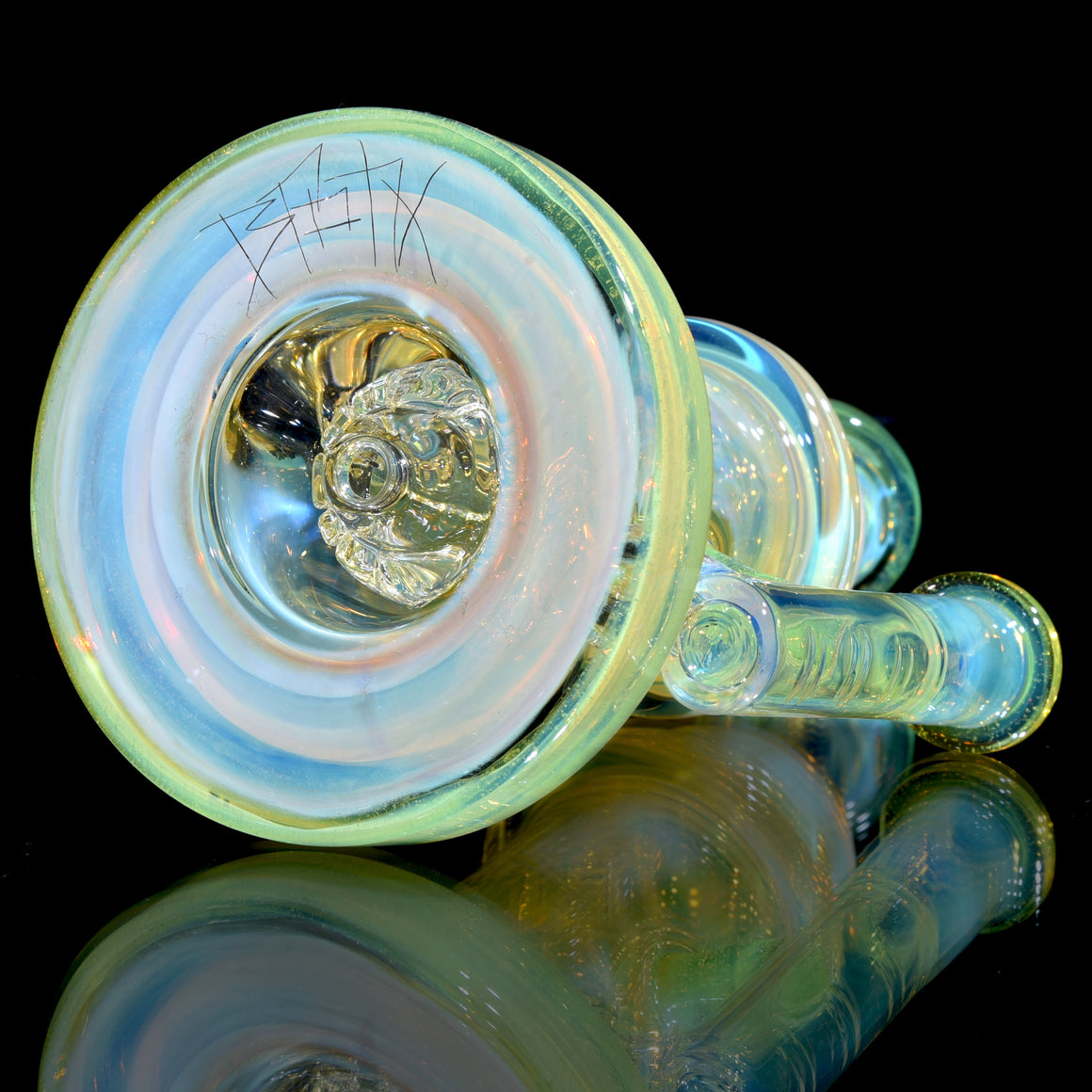 CFL Fumed & Carved Mini Klein Recycler - Sunset Slyme - 10mm Female