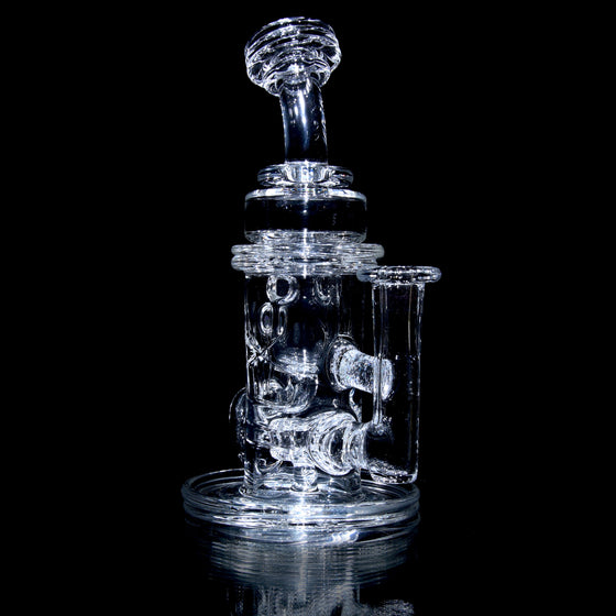 Double-Maria Crystalo Carved Mini Klein Recycler - Clear - 10mm Female