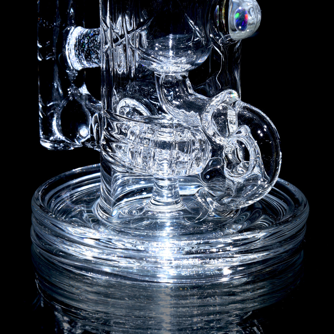 Double-Maria Crystalo Carved Mini Klein Recycler - Clear - 10mm Female