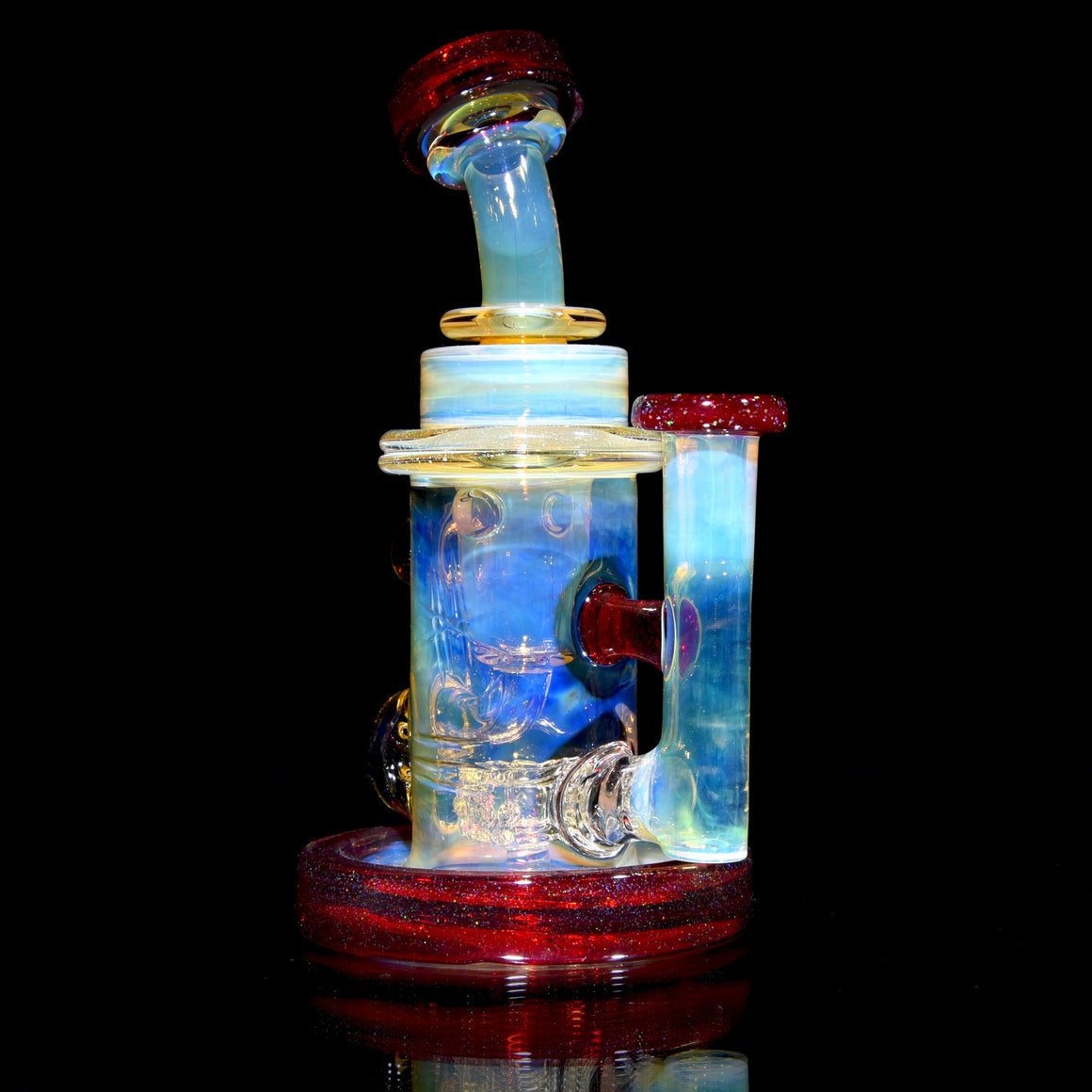 Fully-fumed Klein Recycler - Crushed Opal over Pomegranate - 10mm Female